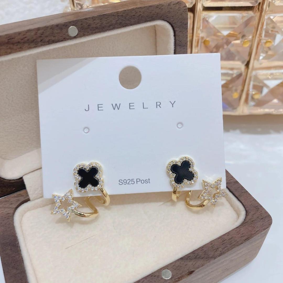 Star shape Gold plated Artificial Stone Earings
