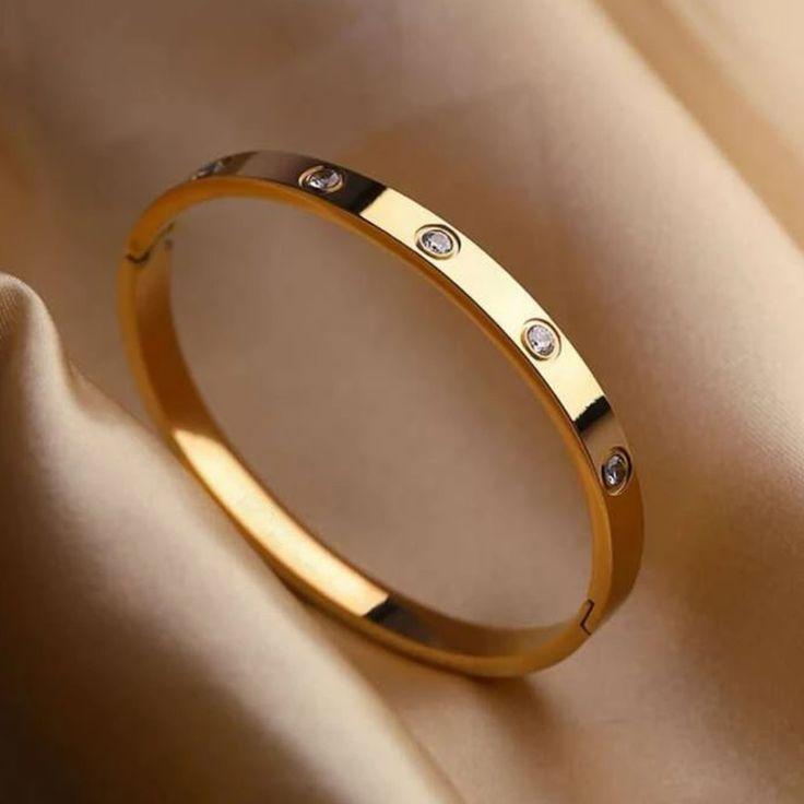 Modern Design Gold Plated Artificial Stones Kara Bangle