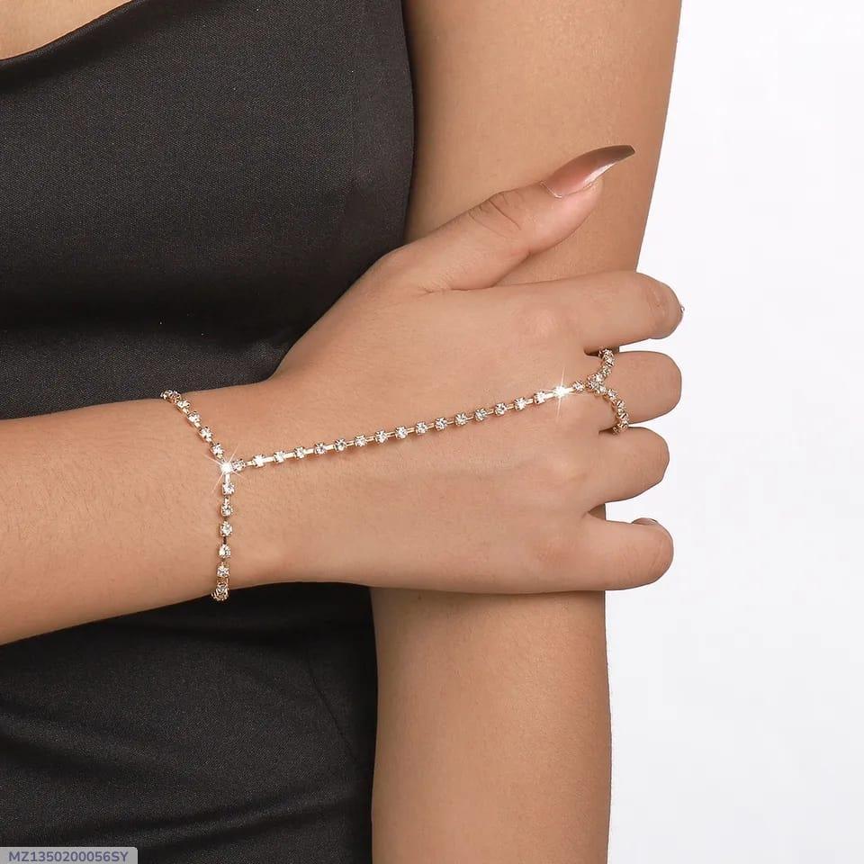 Modern Design Gold Plated Crystal Chain Bracelet