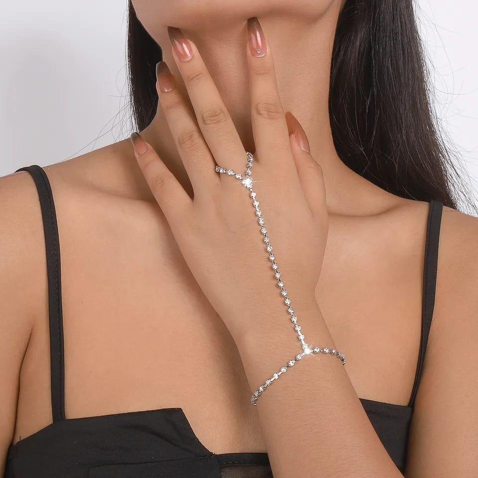 Modern Design Gold Plated Crystal Chain Bracelet