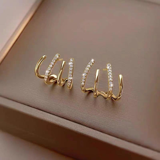 Funky gold plated Artificial rhinestone earrings