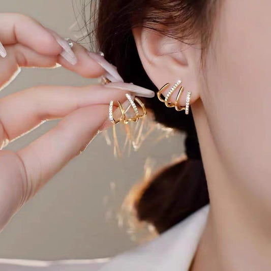 Funky gold plated Artificial rhinestone earrings