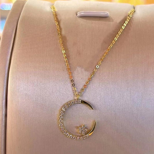 Elegant Moon Star Gold Plated Necklace