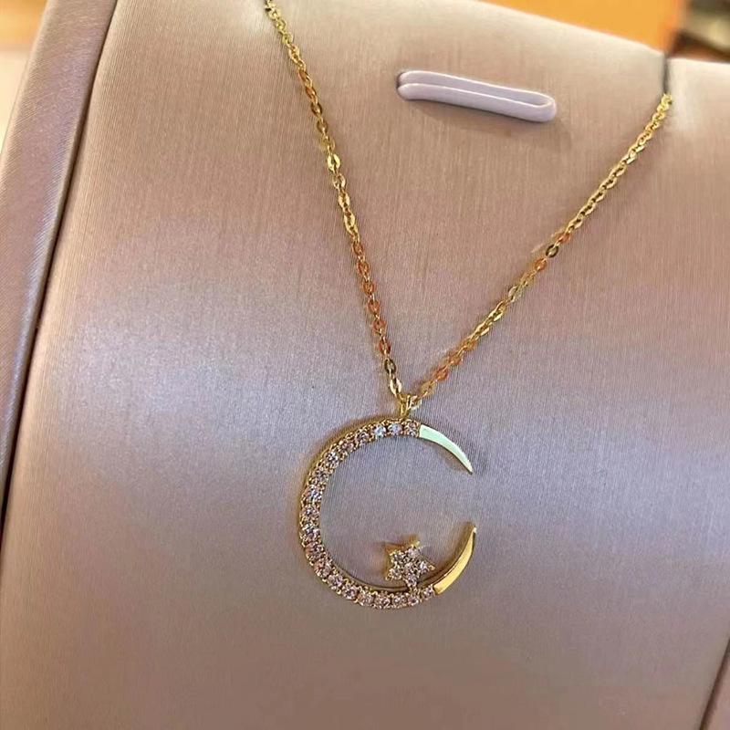 Elegant Moon Star Gold Plated Necklace