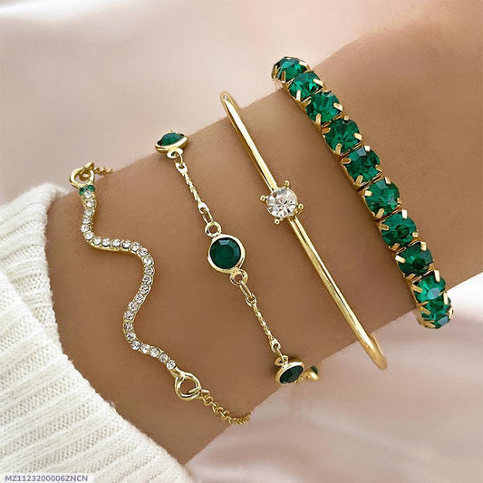 4pcs  gold plated Rhinstone charm bracelets