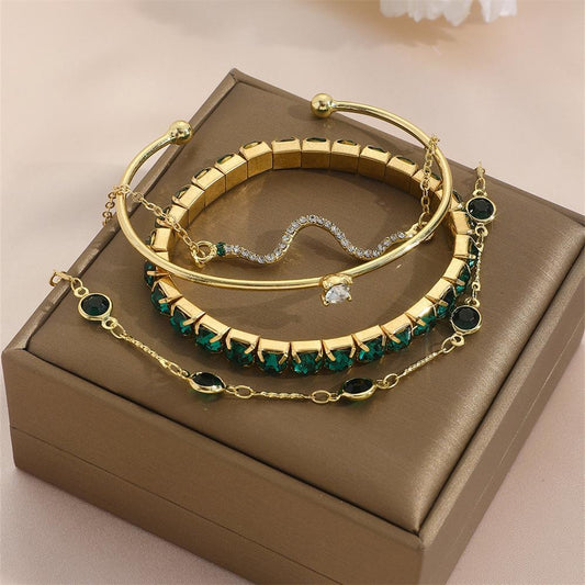 4pcs  gold plated Rhinstone charm bracelets