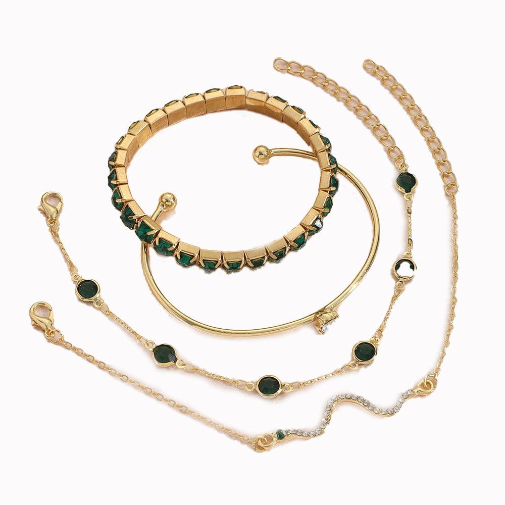 4pcs  gold plated Rhinstone charm bracelets