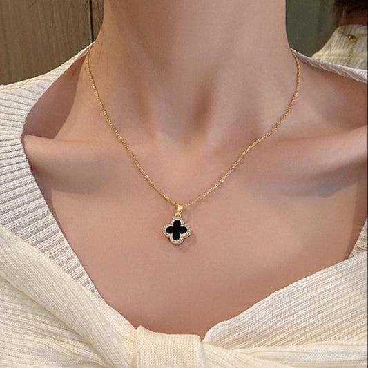 Elegant Dual-sided Pendant Necklace with Sparkling Synthetic Rhinestone